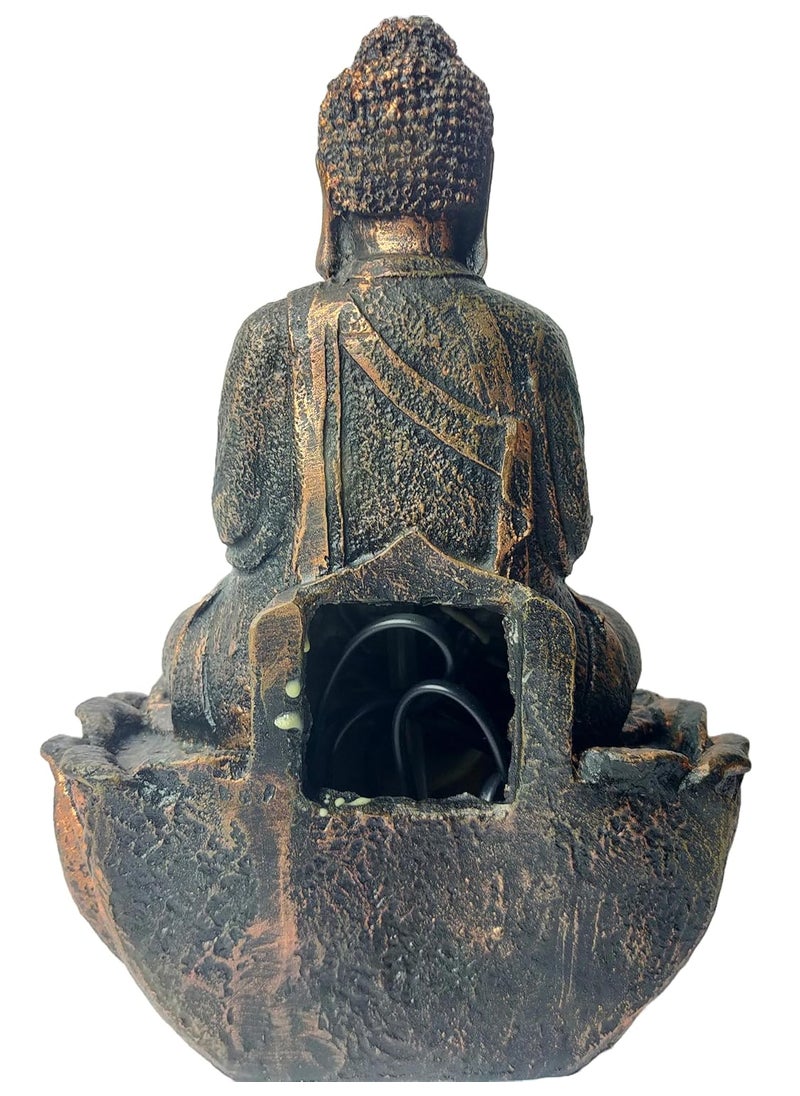 ALICE ENTERPRISES Alice Enterprises Buddha Statue Fountain with LED Lights 30cm Height Polyresin  - Image 4