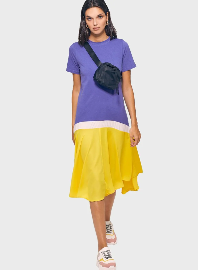 RINA Colorblock Skater Dress