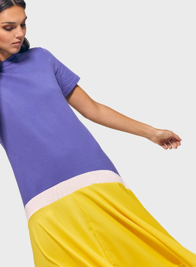 RINA Colorblock Skater Dress