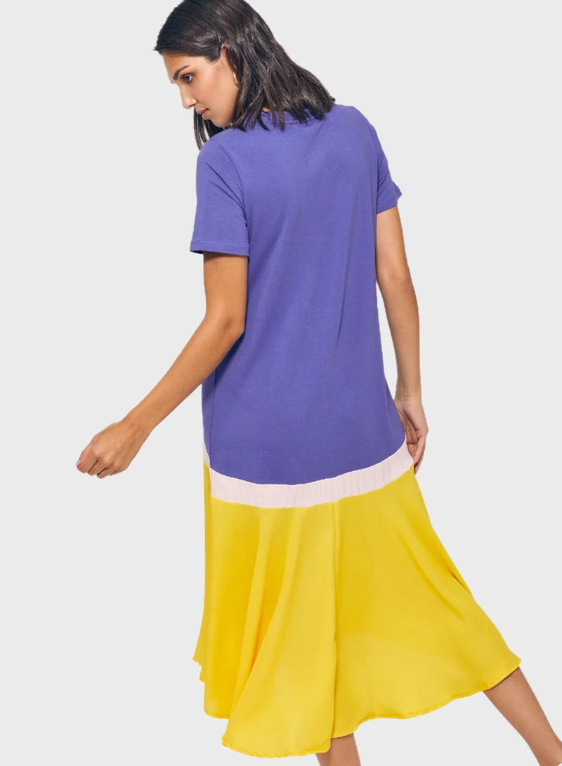 RINA Colorblock Skater Dress