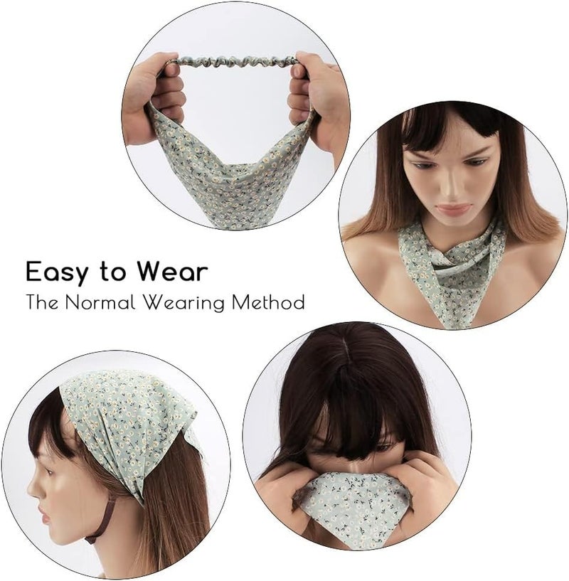 Tazweeq 6PCS Floral Hair Scarf Headband Set - Boho Chiffon Elastic Hair Scarves for Women - Image 5