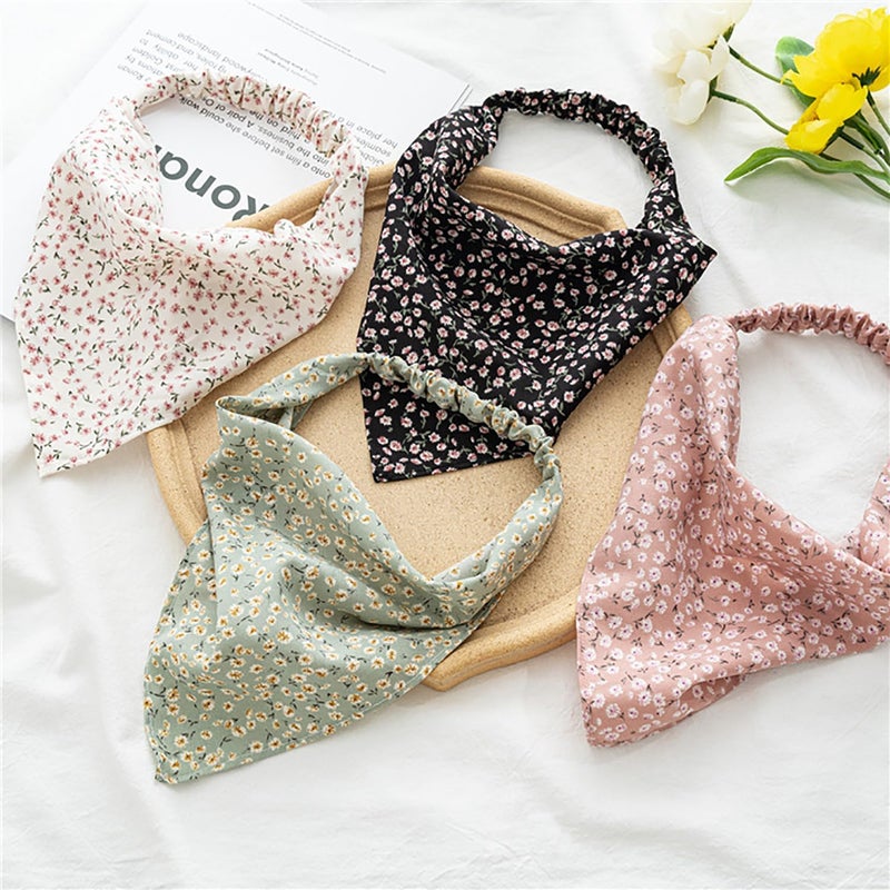 Tazweeq 6PCS Floral Hair Scarf Headband Set - Boho Chiffon Elastic Hair Scarves for Women - Image 2