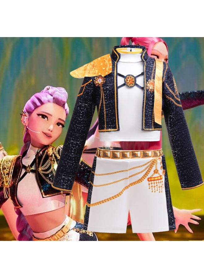 Halamodo K-POP Girls Demon Hunters Group Rumi Cosplay Costume Set, Idol Stage Outfit, Role-Play Party Costume, Halloween Party & Performance Set, For Stage Performances, Theme Parties, Talent Shows And Various Occasions ,For Ages 8 Children's Performance Outfit, One Size - Image 4