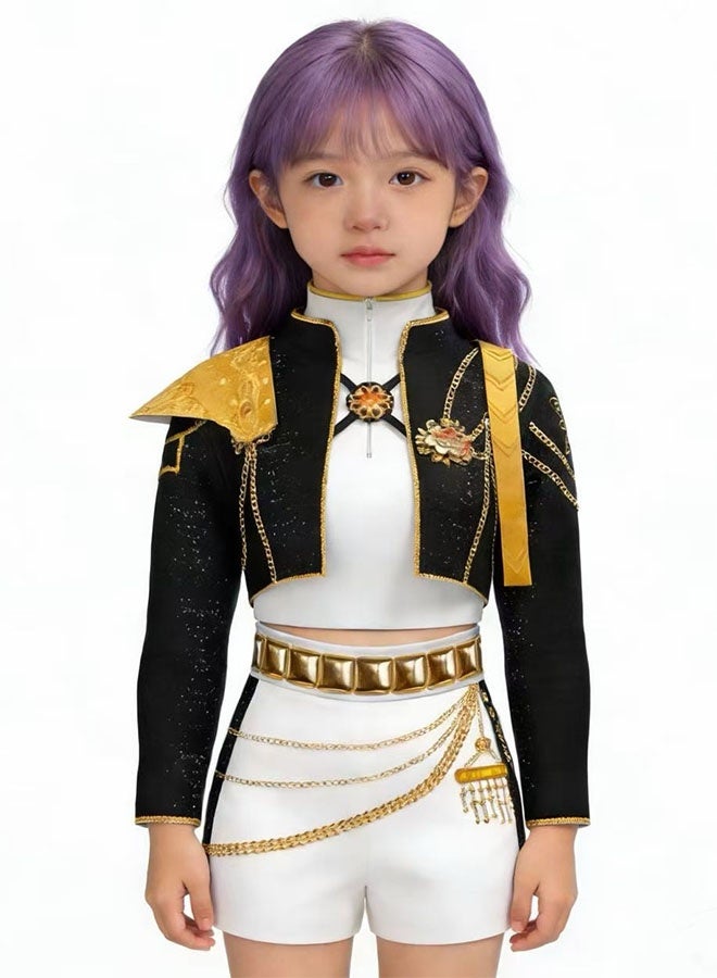 Halamodo K-POP Girls Demon Hunters Group Rumi Cosplay Costume Set, Idol Stage Outfit, Role-Play Party Costume, Halloween Party & Performance Set, For Stage Performances, Theme Parties, Talent Shows And Various Occasions ,For Ages 8 Children's Performance Outfit, One Size - Image 1