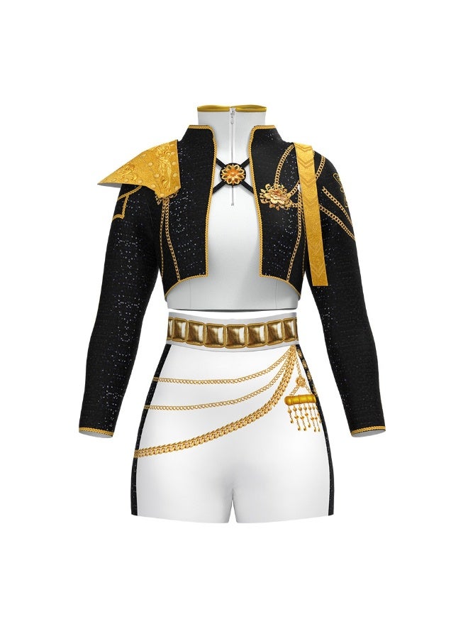 Halamodo K-POP Girls Demon Hunters Group Rumi Cosplay Costume Set, Idol Stage Outfit, Role-Play Party Costume, Halloween Party & Performance Set, For Stage Performances, Theme Parties, Talent Shows And Various Occasions ,For Ages 8 Children's Performance Outfit, One Size - Image 3