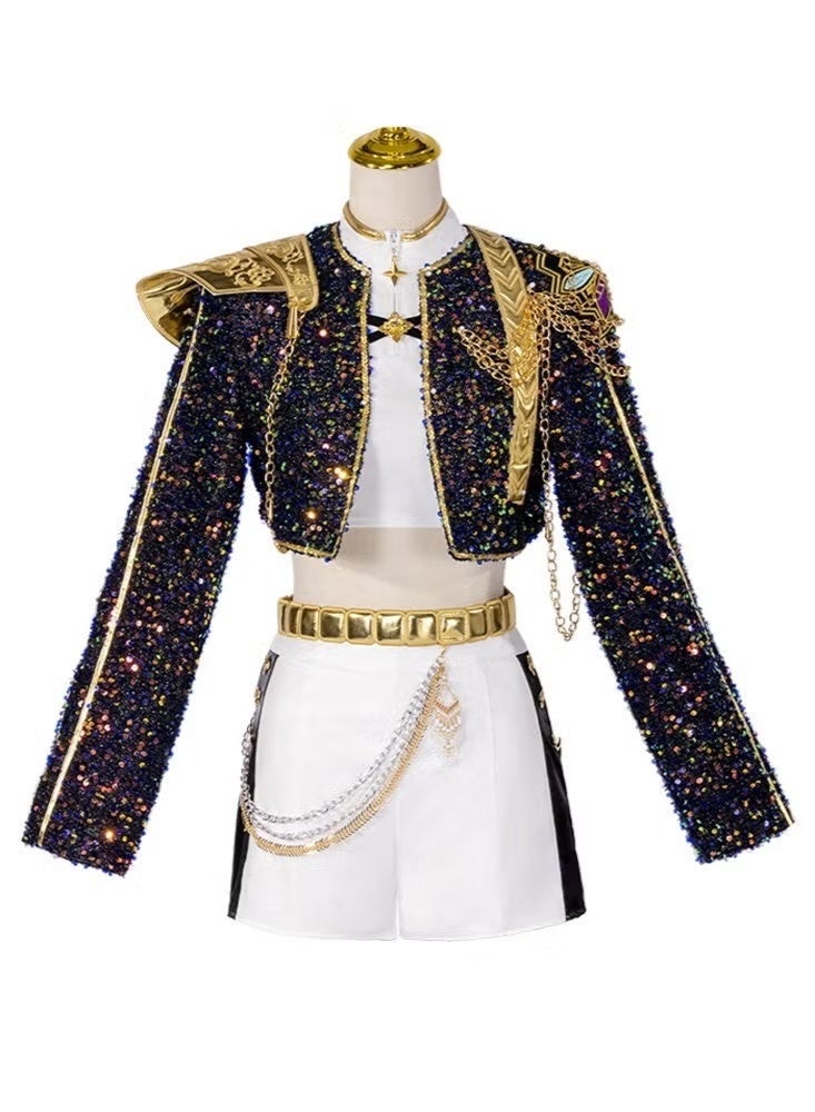 Halamodo K-POP Girls Demon Hunters Group Rumi Cosplay Costume Set, Idol Stage Outfit, Role-Play Party Costume, Halloween Party & Performance Set, For Stage Performances, Theme Parties, Talent Shows And Various Occasions ,For Ages 8 Children's Performance Outfit, One Size - Image 5
