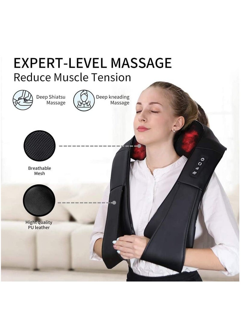 JOGAMS Neck Massager with Heat Shiatsu Massager for Neck Back Shoulder Foot and Leg Deep Tissue 3D Kneading Helps to Relax Muscles at Home and Car Comfort Gifts Black  - Image 1