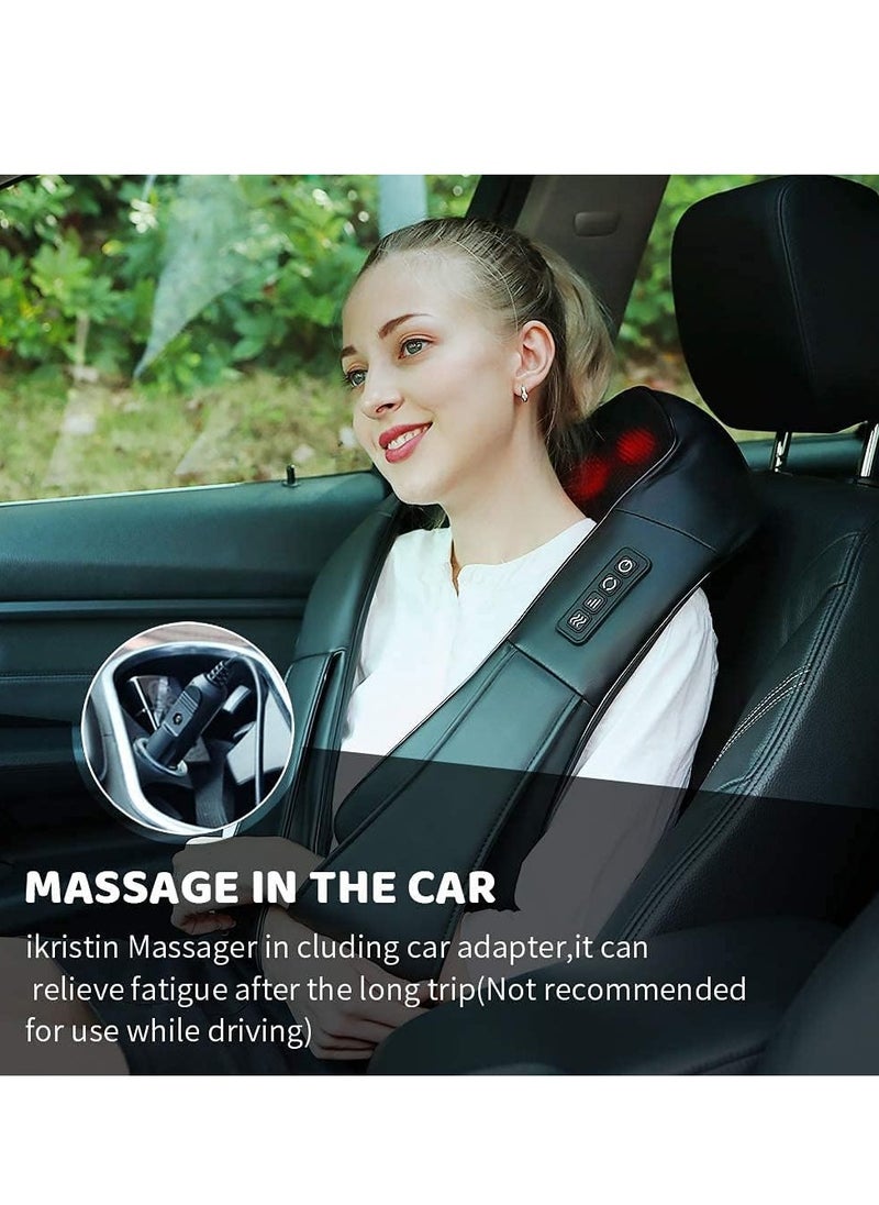 JOGAMS Neck Massager with Heat Shiatsu Massager for Neck Back Shoulder Foot and Leg Deep Tissue 3D Kneading Helps to Relax Muscles at Home and Car Comfort Gifts Black  - Image 3
