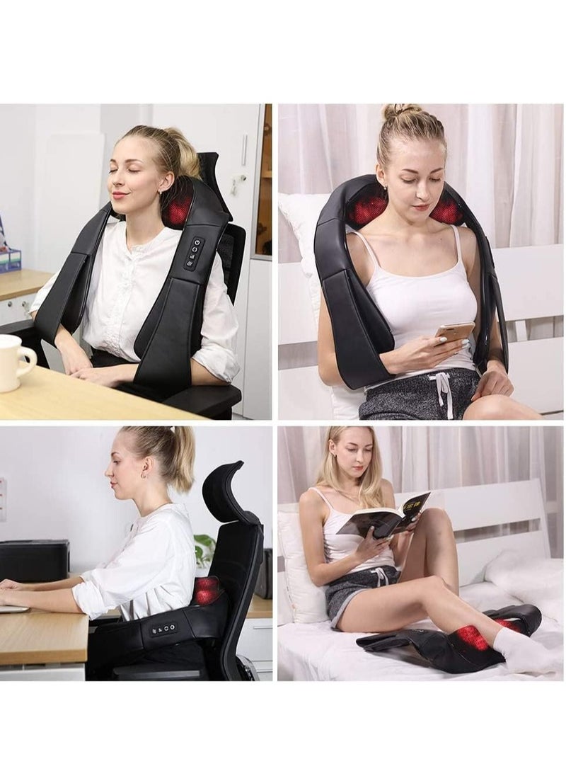 JOGAMS Neck Massager with Heat Shiatsu Massager for Neck Back Shoulder Foot and Leg Deep Tissue 3D Kneading Helps to Relax Muscles at Home and Car Comfort Gifts Black  - Image 4