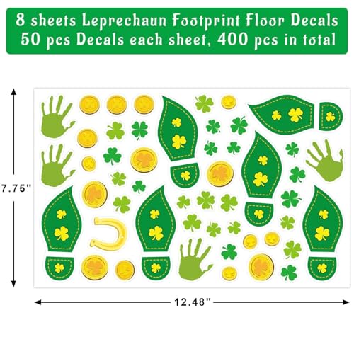 ceiba tree Leprechaun Footprint Stickers 400PCS St Patricks Day Floor Decals for Home Party Decorations Easy Peel Shamrock Gold Coin Trail - Image 5