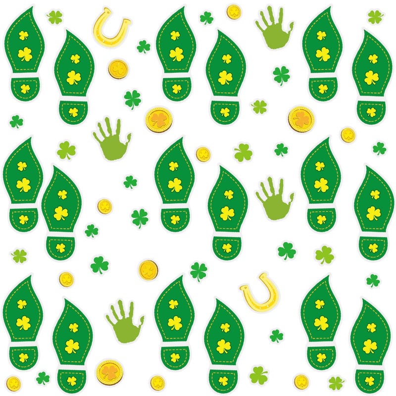 ceiba tree Leprechaun Footprint Stickers 400PCS St Patricks Day Floor Decals for Home Party Decorations Easy Peel Shamrock Gold Coin Trail - Image 3