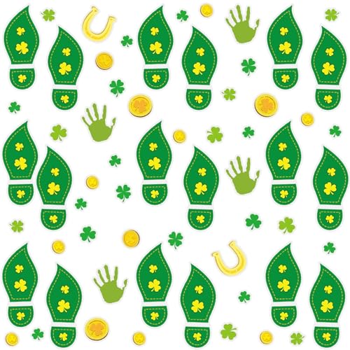 ceiba tree Leprechaun Footprint Stickers 400PCS St Patricks Day Floor Decals for Home Party Decorations Easy Peel Shamrock Gold Coin Trail - Image 1