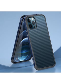 Generic Case Cover For iPhone 13 Pro SULADA Luxury 3D Carbon Fiber Textured Metal + TPU Frame Phone Case Sea Blue 