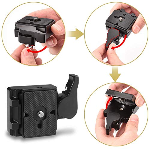 UTEBIT 323 RC2 Tripod Quick Release Plate, Metal Rapid Connect Adapter with 1/4" and 3/8" Camera Screw Tripod Mount Plate for Manfrotto 200pl-14 Rc2 Camera Tripod Head (Black - Image 3