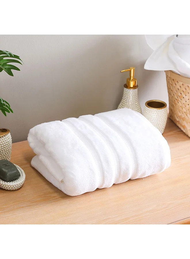 DANUBE HOME Danube Home Flossy Advance Bath Sheet 100% Cotton 650 gsm Quick Dry Plush Bathsheet Ultra Soft Highly Absorbent Daily Usage Towels For Bathroom L 84 x W 165 Cm-White