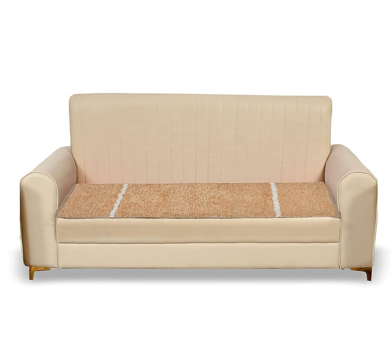 GLOY Home® Cotton & Polyester Feather Touch Sofa Cover for L Shape Sofa Cover, Guest Room Sofa Cover (3 Seater, Beige)  - Image 1