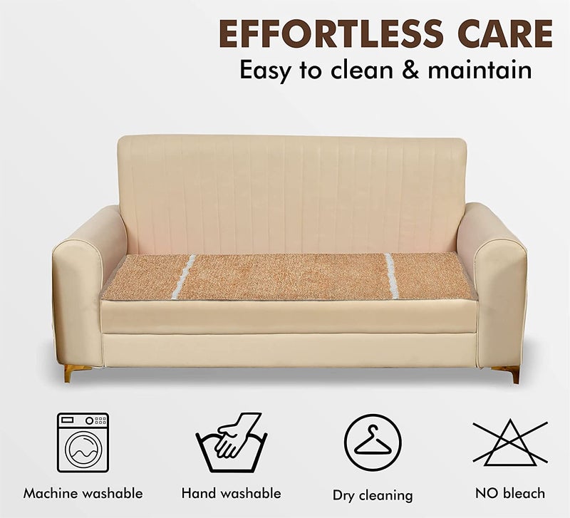 GLOY Home® Cotton & Polyester Feather Touch Sofa Cover for L Shape Sofa Cover, Guest Room Sofa Cover (3 Seater, Beige)  - Image 3