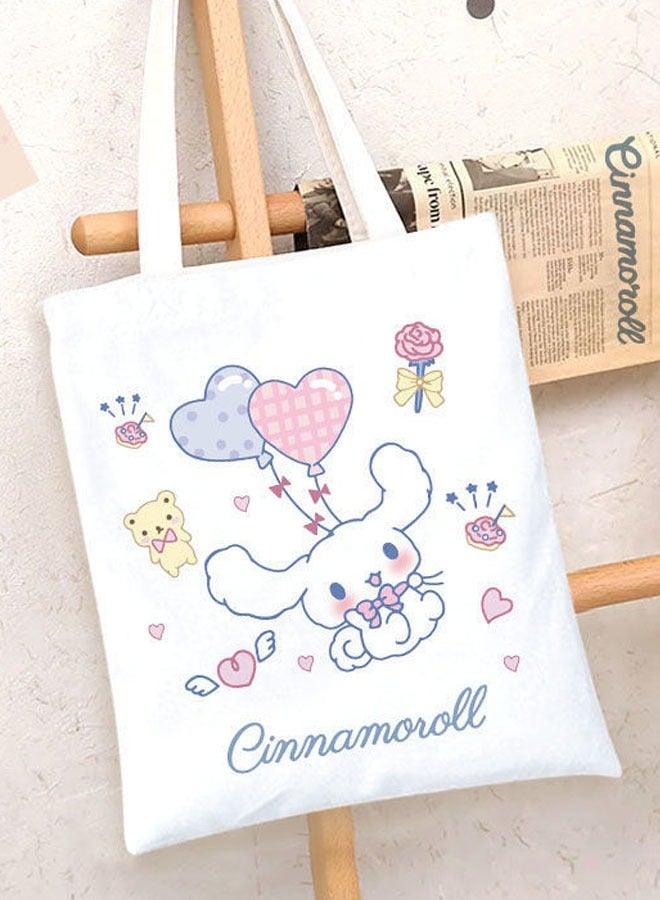 Cinnamon Cartoon Sanrio cinnamon pattern canvas tote bag, student class bag tote bag, reusable beautiful eco-friendly bag, book shopping groceries cotton cute tote bag - Image 1