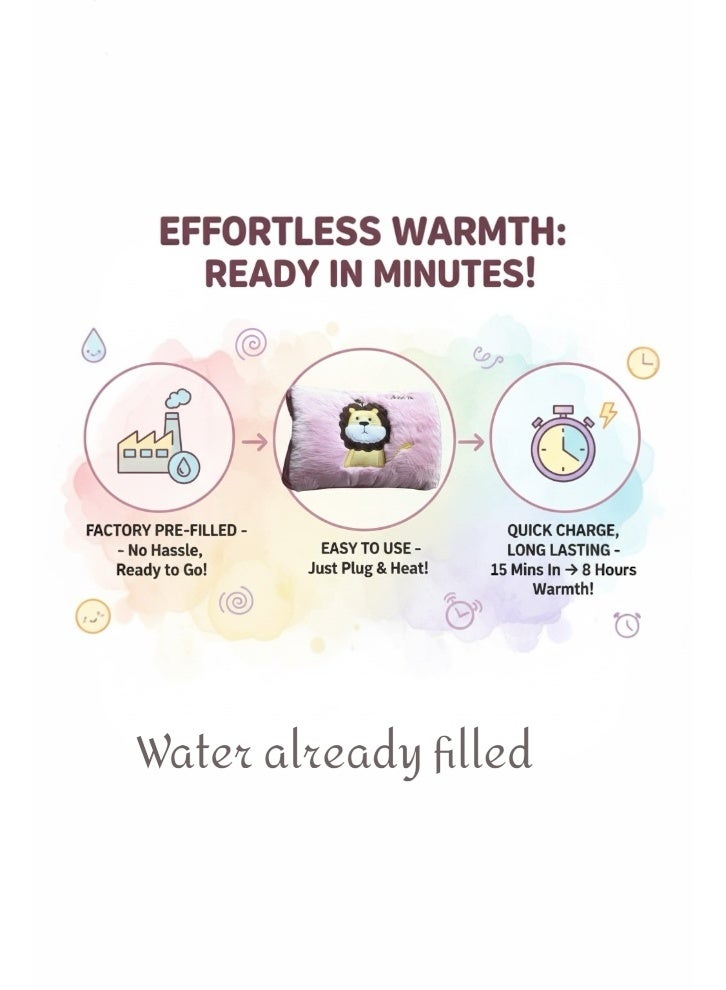 Cloudlyn electric rechargeable heating water bags for pain relief lion - Image 4