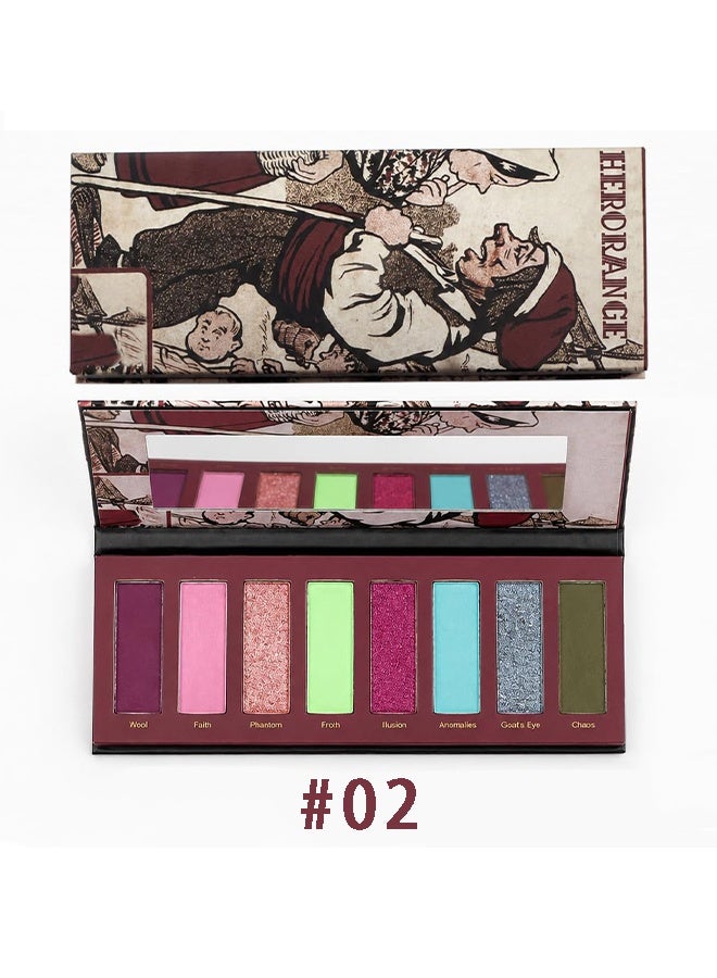 HERORANGE 8 Shades Vibrant Eyeshadow Palette, Bold Pastel & Jewel Tones with Matte & Glitter Finishes, Long-Lasting Blendable Formula - Image 2