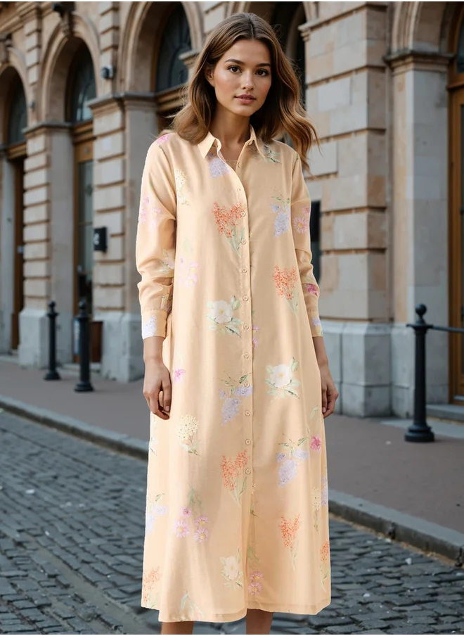 ايكونيك Iconic Floral Print Shirt Dress