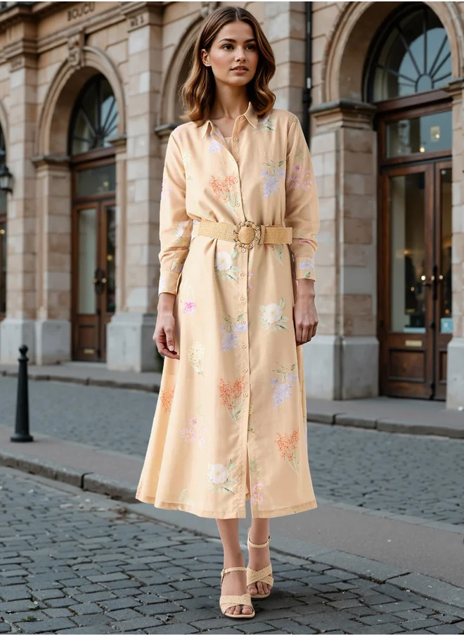 ايكونيك Iconic Floral Print Shirt Dress