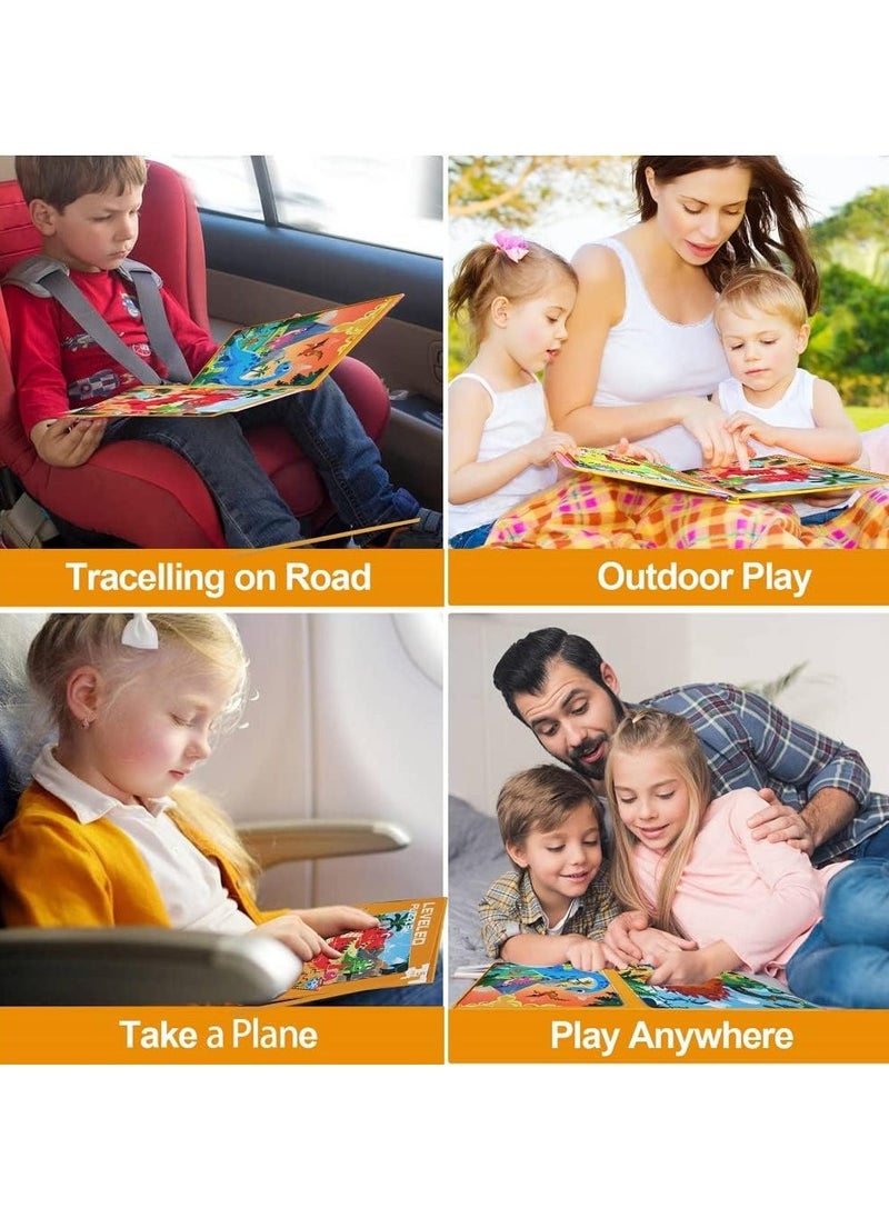 Mr. Penda - Dinosaur Themed Magnetic Travel Puzzles Toys, 3 Styles Dinosaur Wooden Jigsaw Puzzle Toys, Magnetic Puzzles for Kids Ages 3-7, Travel Games and Travel Toys, For Boys and Girls - Image 1
