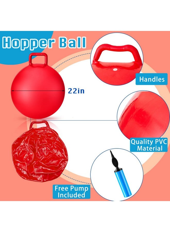 Lewtemi Lewtemi 3 Pcs 22 Inch Bouncing Ball with Handle, Outdoors Hopper Jumping Hopping Ball and Air Pump for Sports School Games Exercise (Red, Blue, Green)  - Image 2