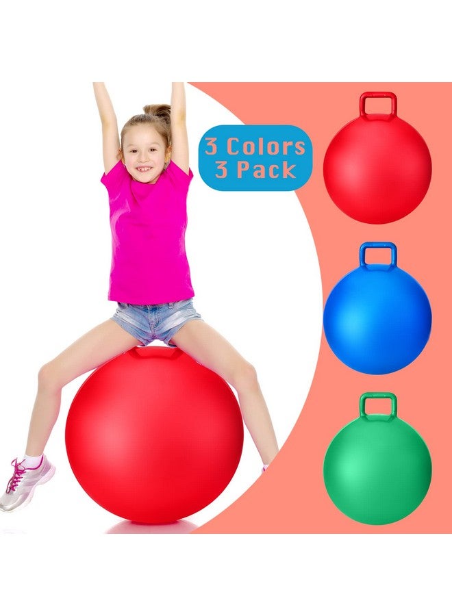 Lewtemi Lewtemi 3 Pcs 22 Inch Bouncing Ball with Handle, Outdoors Hopper Jumping Hopping Ball and Air Pump for Sports School Games Exercise (Red, Blue, Green)  - Image 3