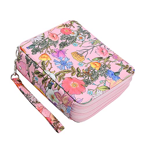 Lbxgap Portable Colored Printing Pattern Morning Glory and Daisy Pencil Case 72 Slots Pencil Bag Organizer with Zipper for Watercolor Pens or Markers, Pencil Case Organizer for Artist - Image 1