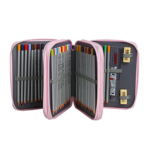 Lbxgap Portable Colored Printing Pattern Morning Glory and Daisy Pencil Case 72 Slots Pencil Bag Organizer with Zipper for Watercolor Pens or Markers, Pencil Case Organizer for Artist - Image 2