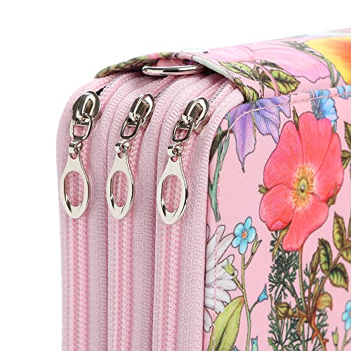Lbxgap Portable Colored Printing Pattern Morning Glory and Daisy Pencil Case 72 Slots Pencil Bag Organizer with Zipper for Watercolor Pens or Markers, Pencil Case Organizer for Artist - Image 5