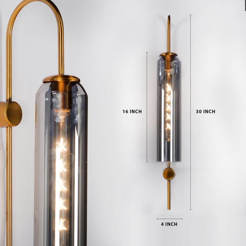 Harold Electricals Antique Indoor Wall Sconce Manere Smoke Black Glass Wall Light for Living Room Bedroom Dining Area Caf Bar Restaurant Home Dcor Golden Metal Bulb Included - Image 2