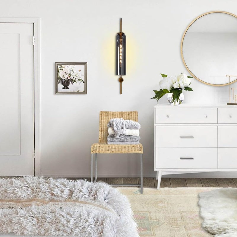 Harold Electricals Antique Indoor Wall Sconce Manere Smoke Black Glass Wall Light for Living Room Bedroom Dining Area Caf Bar Restaurant Home Dcor Golden Metal Bulb Included - Image 4