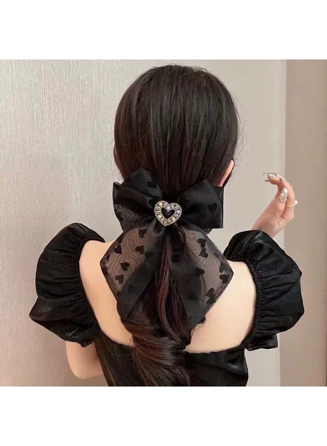 Goolsky Netted Bow Large Hair Clip Hairpin Side Clip High-end Small Fragrance Wind Print Rhinestone Back-of-the-Head Spring Clip Women's Decoration - Image 4