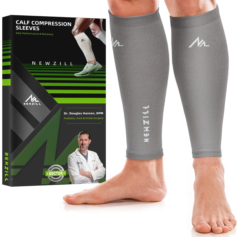 NEWZILL Compression Calf Sleeves 2030mmHg for Men Women Perfect Option to Compression Socks Leg Sleeves for Running Fitness Travel Nursing XXL Grey 1Pair - Image 3