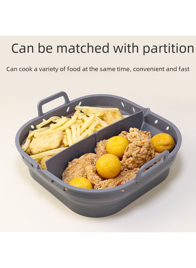 Microwave Oven Baking Silicone Baking Tray For Oven Light Wave Oven Air Fryer Barbecue Pot Special Cheese Baked Rice For One Person-Specifications:Square 8.5 Inch Baking Pan Red + Baffle - Image 2