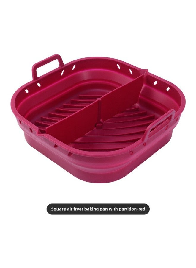 Microwave Oven Baking Silicone Baking Tray For Oven Light Wave Oven Air Fryer Barbecue Pot Special Cheese Baked Rice For One Person-Specifications:Square 8.5 Inch Baking Pan Red + Baffle - Image 1