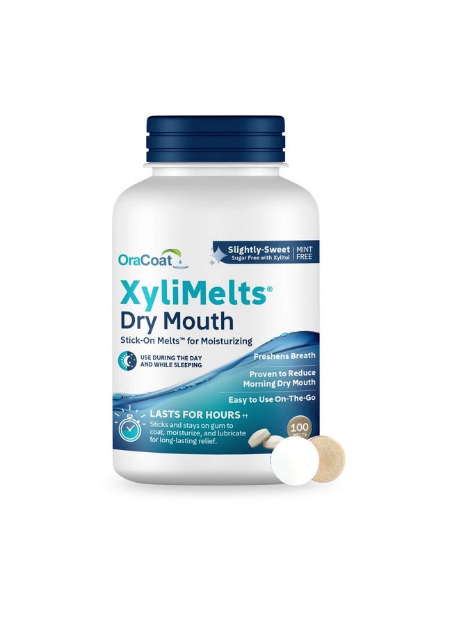 أوراكوت أقراص OraCoat XyliMelts لتخفيف جفاف الفم، حلوة قليلاً مع إكسيليتول، لعلاج جفاف الفم، تحفز اللعاب، غير حمضية، للاستخدام ليلاً ونهارًا، إطلاق مؤقت لمدة تصل إلى 8 ساعات، 100 قرص - Image 1