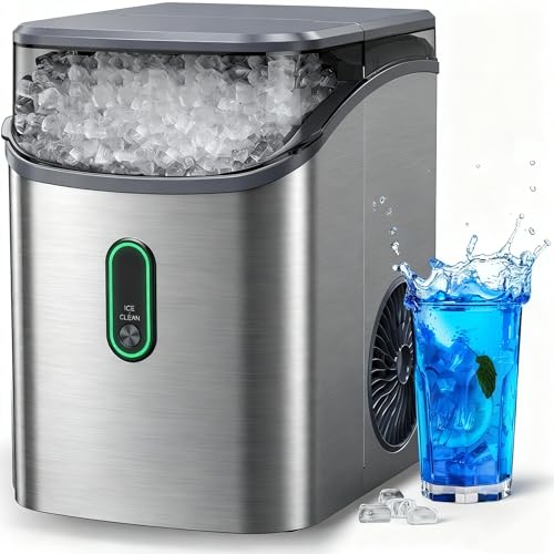 Silonn Nugget Ice Maker Countertop, Pebble Ice Maker with Soft Chewable Ice, One-Click Operation Ice Machine with Self-Cleaning, 33lbs/24H, Stainless Steel - Image 1