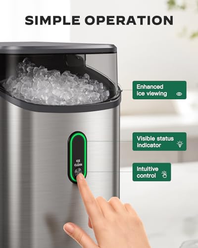 Silonn Nugget Ice Maker Countertop, Pebble Ice Maker with Soft Chewable Ice, One-Click Operation Ice Machine with Self-Cleaning, 33lbs/24H, Stainless Steel - Image 4
