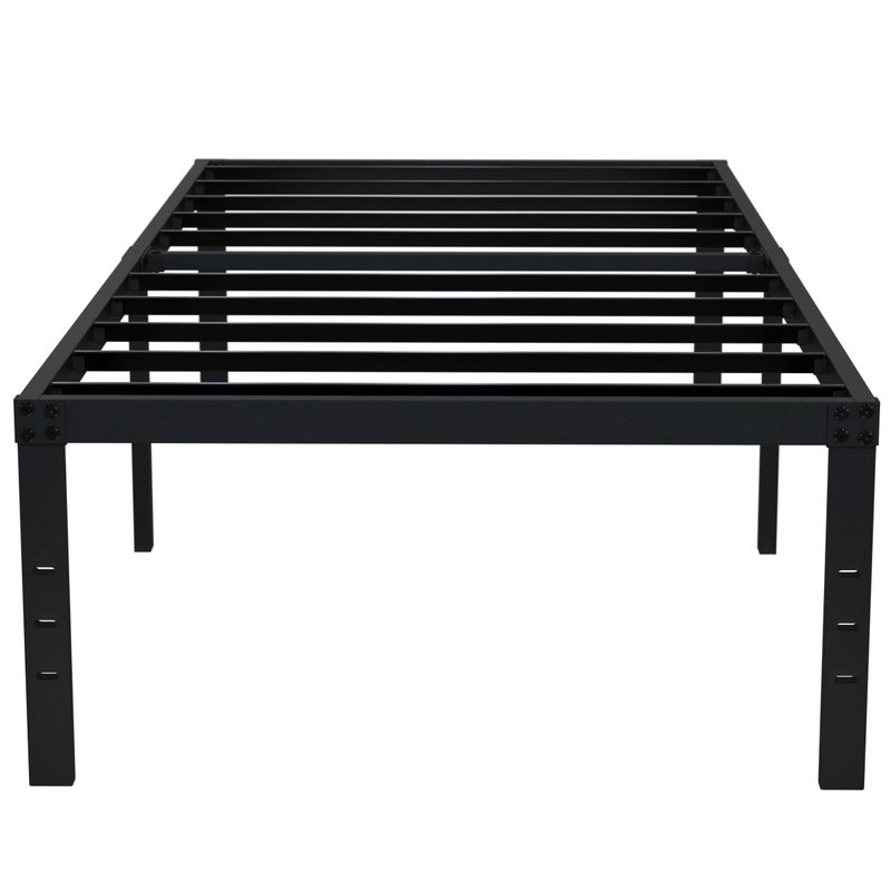 EMODA 18 Inch Twin Bed Frame No Box Spring Needed, Heavy Duty Tall Metal Twin Platform Bed Frames with Large Storage Space, Noise Free, Easy Assembly, Black - Image 1