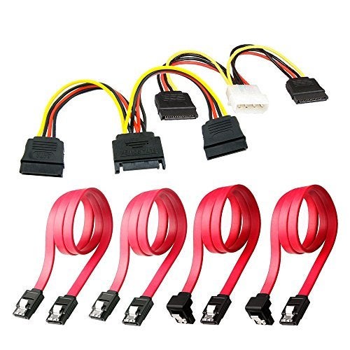 Qook Hard Drive Connector Pack: 4in1 SATA Data & Power Splitter Cables (6-pack) - Image 1