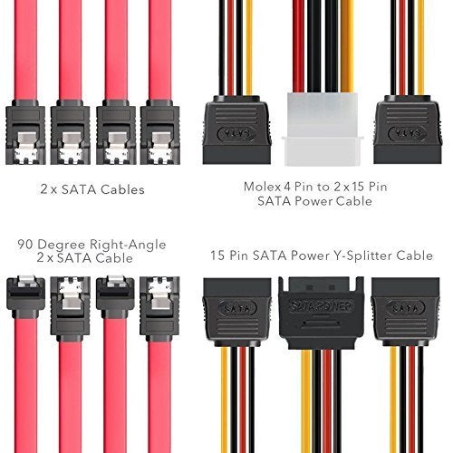 Qook Hard Drive Connector Pack: 4in1 SATA Data & Power Splitter Cables (6-pack) - Image 2