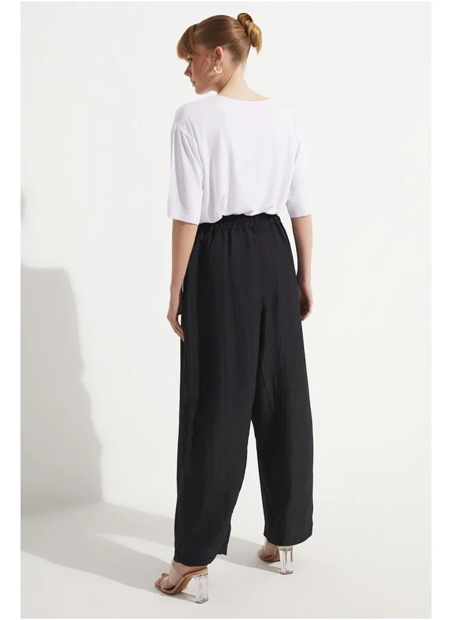 JUNE June Elastic Waist Trouser Black