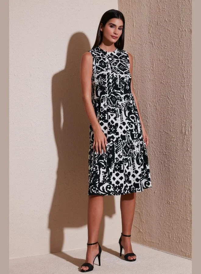 Lela Lela Patterned Regular Fit Sleeveless Dress Women's Dress 5865731