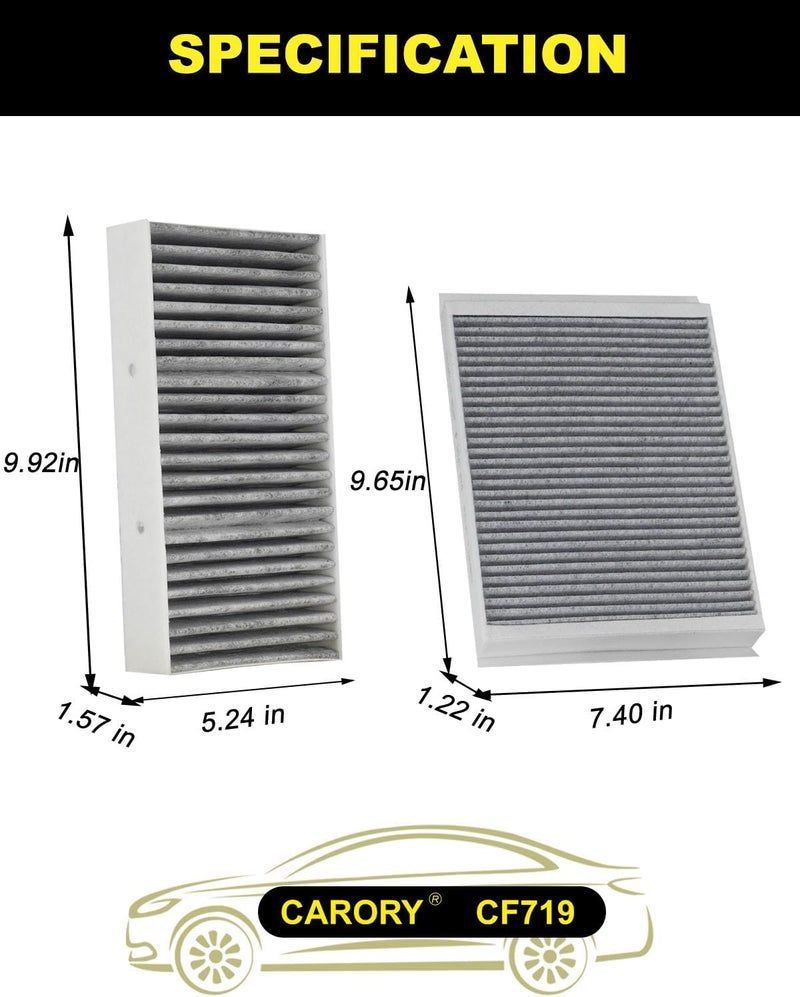 Carory Cabin Air Filter w/Activated Carbon for Mercedes-Benz GLE350 (2016-2018), GLE400 (2016-2019), ML350 (2012-2015), GLS450 (2017-2019), OE# 1668300318, 1668307201, 2928300000, CF11719, XC10009C - Image 2