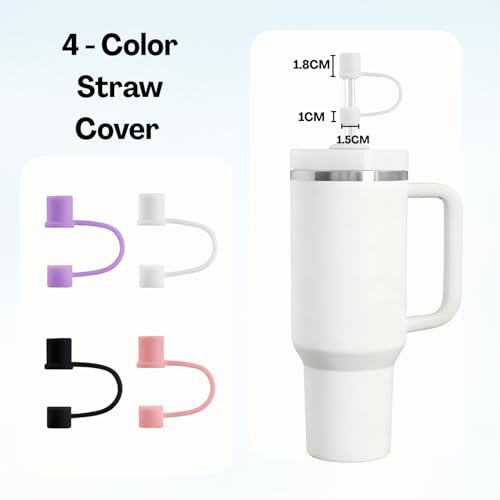 Flavizo 4 Pcs Silicone Straw Cap – Reusable Cover for Stanley 14|20|30|40|64 Oz Cup, Dustproof Leakproof Sipper Accessory, Stylish Tumbler Lid Attachment - Image 2