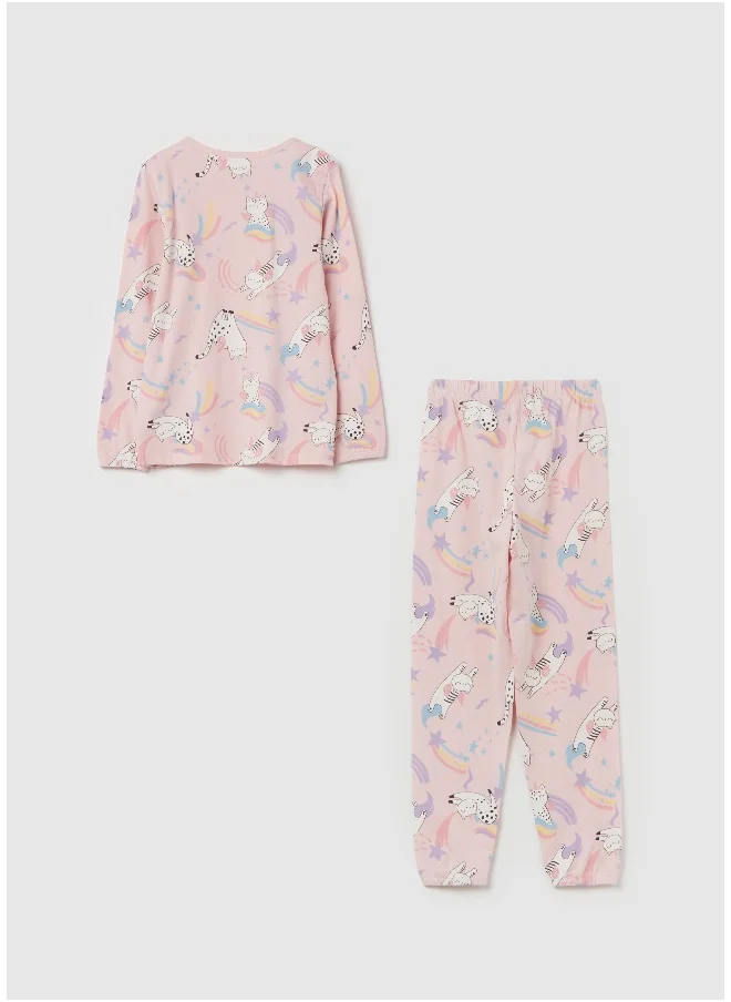Ovs Organic cotton pyjamas with unicorn kittens print