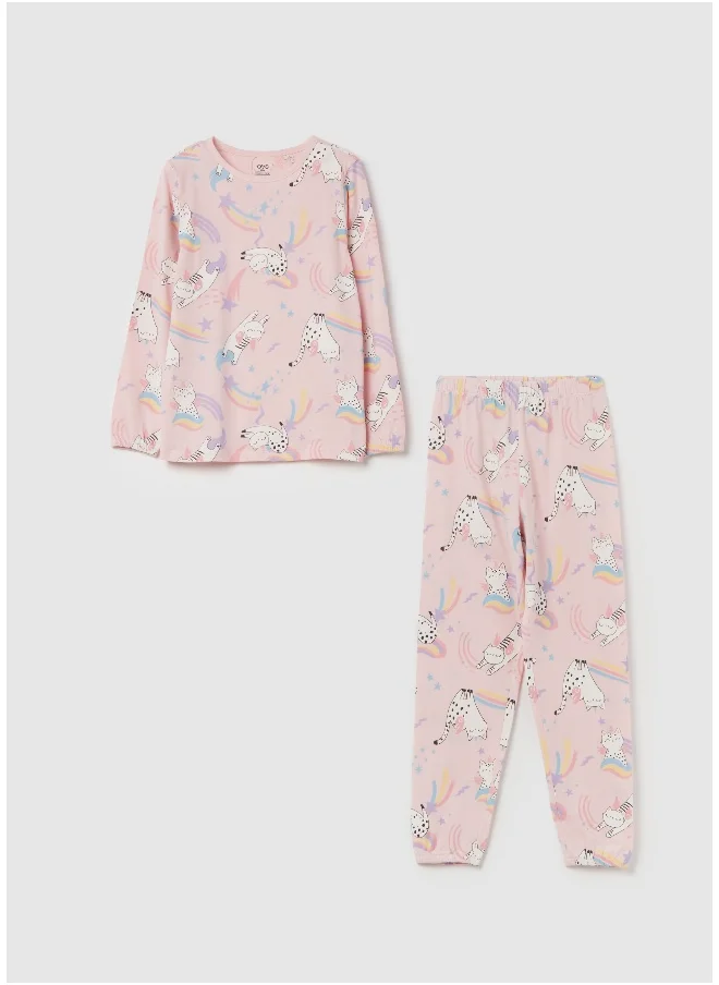 Ovs Organic cotton pyjamas with unicorn kittens print